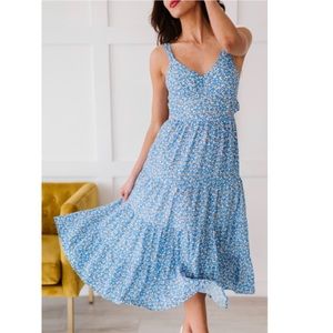 Blue Blue Floral Tie Back Long Summer Dress